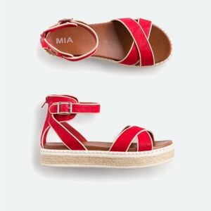 MIA Women's Tonya flatform espadrille Red Sandals size 9.5
